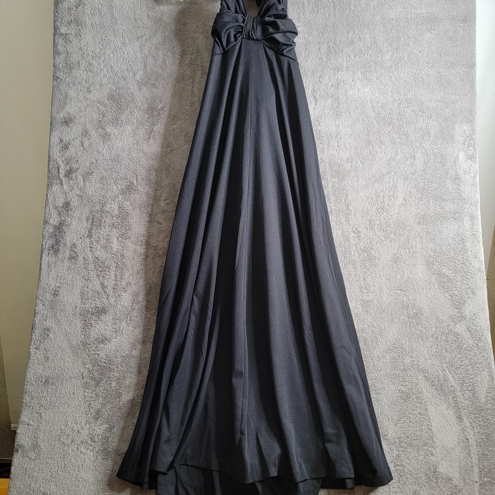 Vintage Elegant Black Backless Dress Womens Formal Size Small